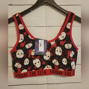 Torrid  Size 1 Friday The 13th Bra All Over Print Red Black New with Tags Horror
